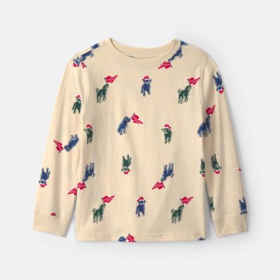Boys Christmas Dog Long-Sleeve Tee - Cream