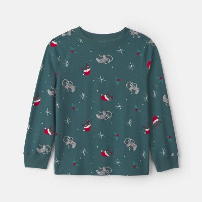 Boys Christmas Gaming Long-Sleeve Tee - Green