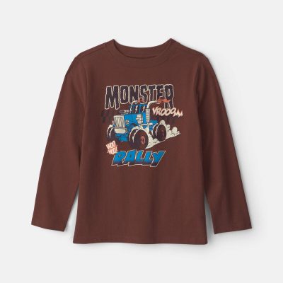 Boys 'Monster Truck Rally' Long-Sleeve Graphic Tee - Brown
