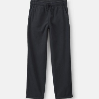 Boys Fleece Wide-Leg Pants - Black