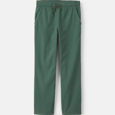 Boys Fleece Wide-Leg Pants - Olive Green