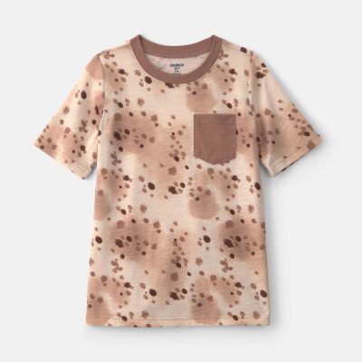 Boys Animal Print T-Shirt - Brown/Cream