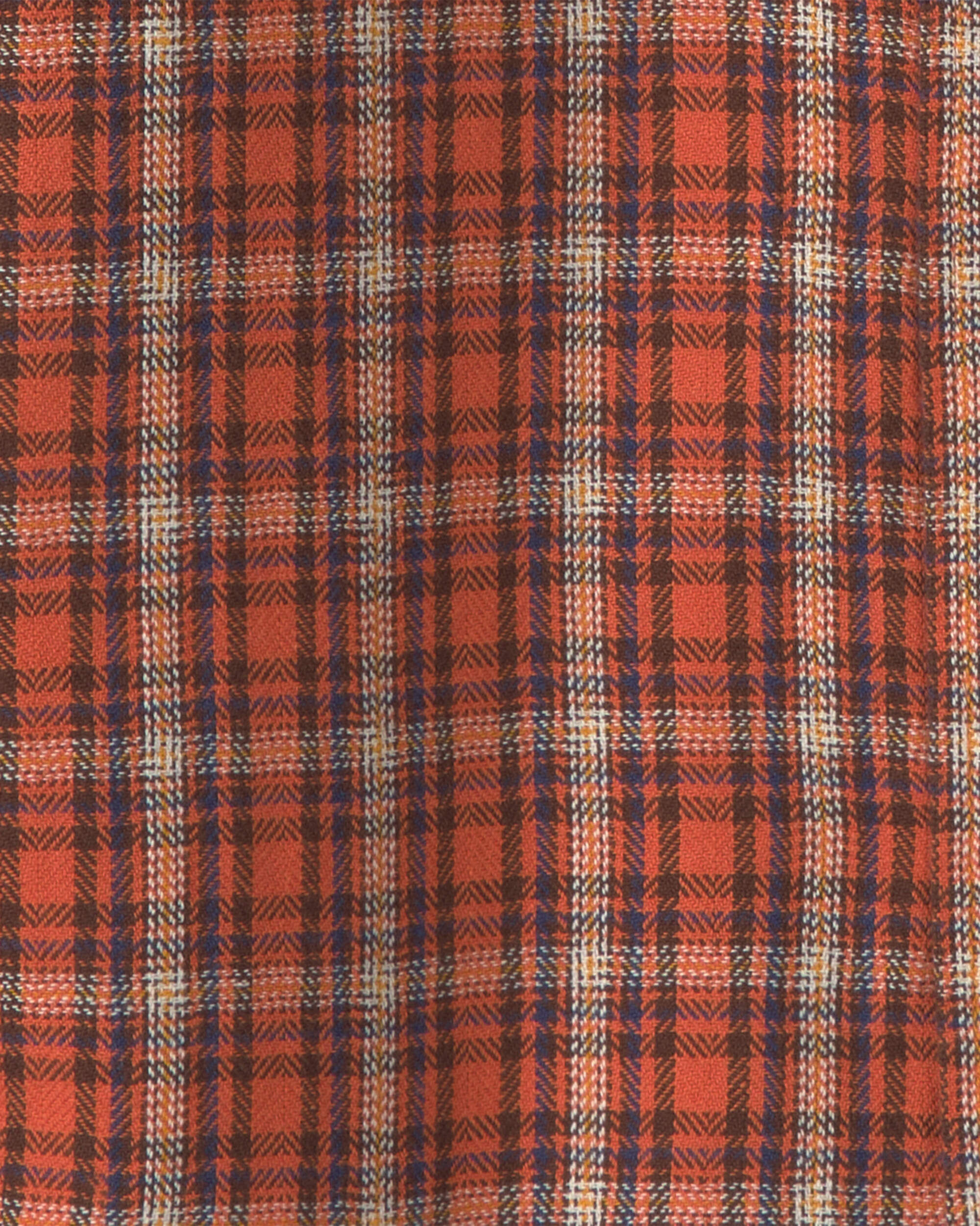 Boys Plaid Long-Sleeve Button-Down Shirt - Orange - Image 3