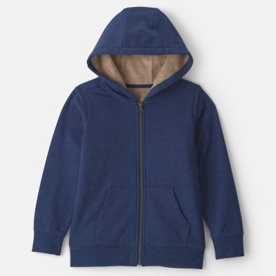 Boys Fleece Zip-Up Hoodie - Navy Blue