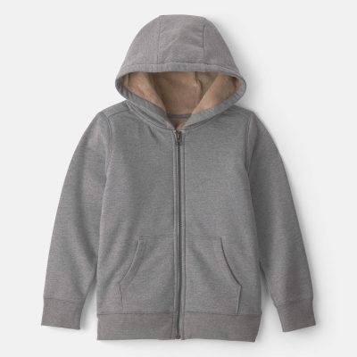 Boys Fleece Zip-Up Hoodie - Grey