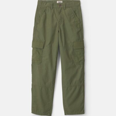 Boys Baggy Cargo Pants - Olive Green