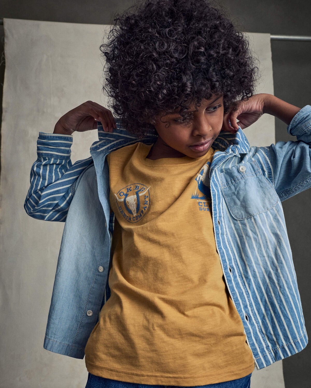 Boys Hickory Button-Down Shirt - Blue - Image 3