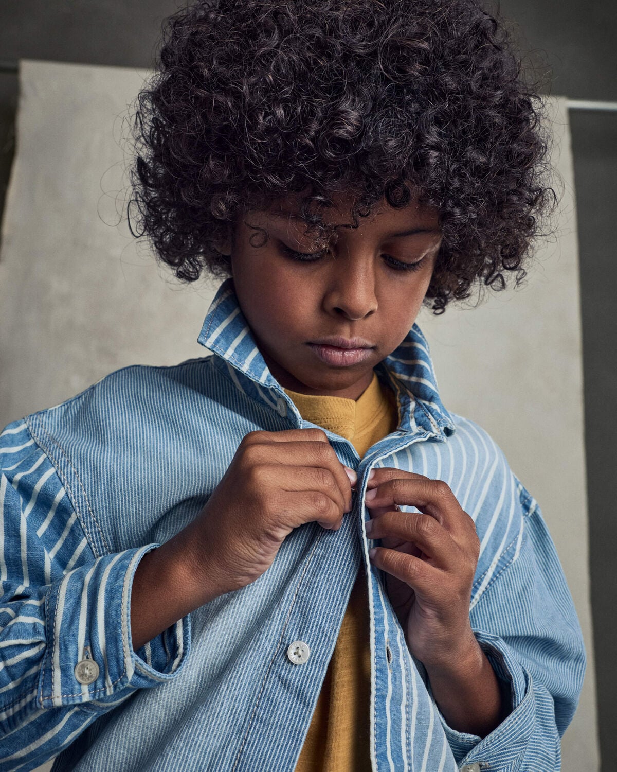 Boys Hickory Button-Down Shirt - Blue - Image 4