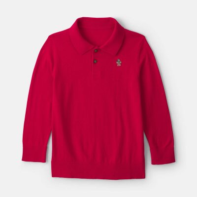 Boys Gingerbread Polo Sweater - Red