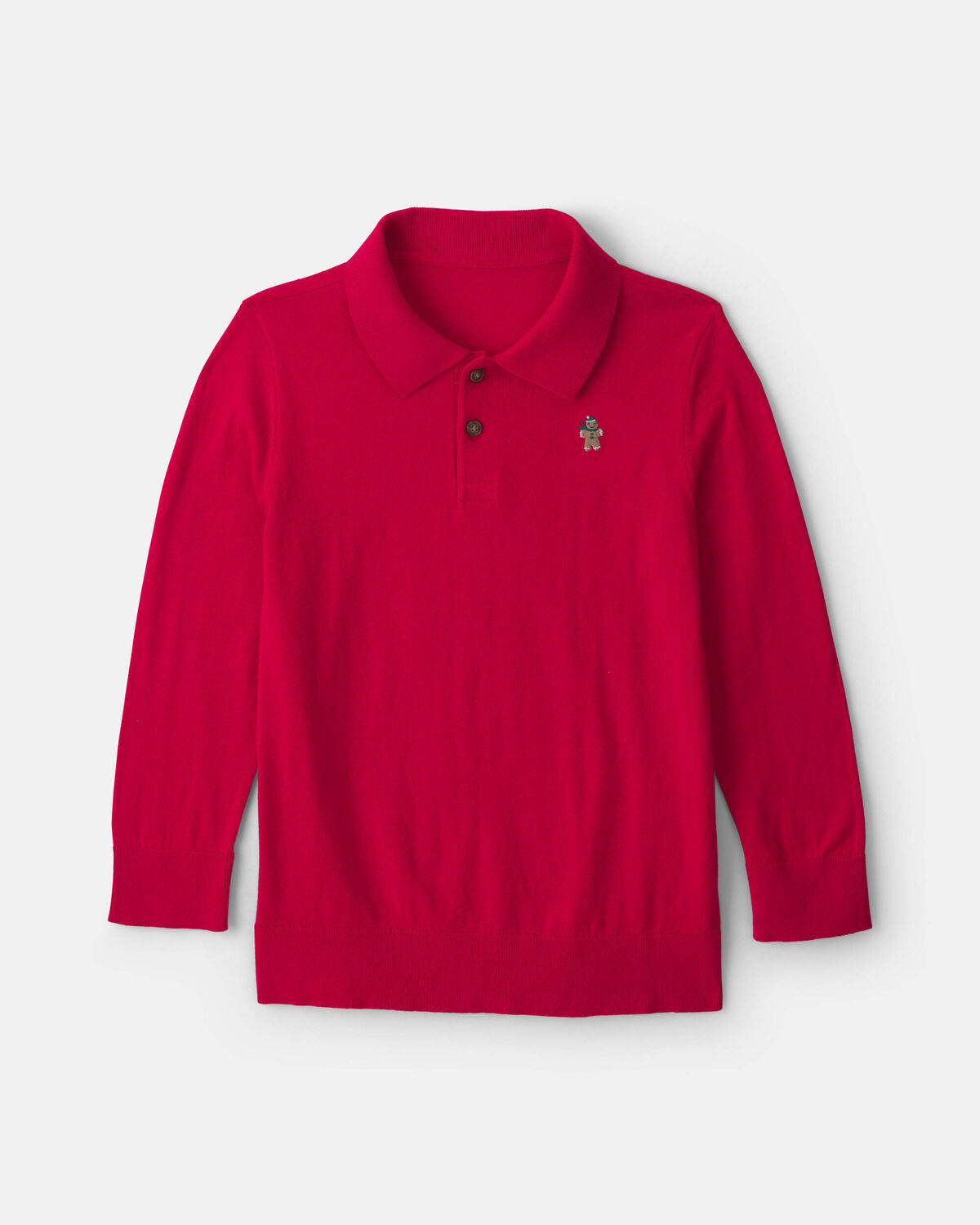 Boys Gingerbread Polo Sweater - Red