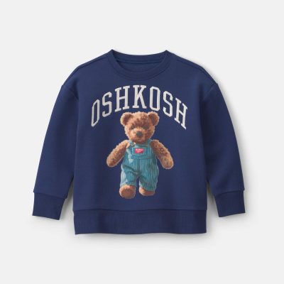 Boys OshKosh Bear Fleece Pullover Sweatshirt - Navy Blue