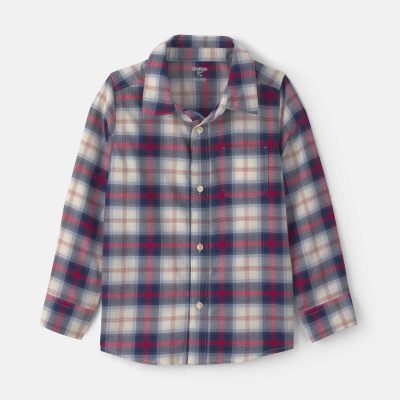Boys Plaid Long-Sleeve Button-Down Shirt