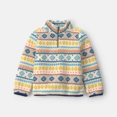 Boys Fair Isle Teddy Fleece Pullover Sweatshirt