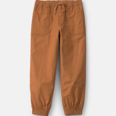 Boys Twill Joggers - Brown