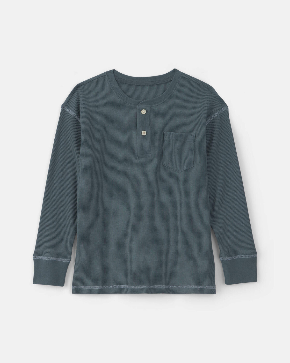 Boys Thermal Long-Sleeve Henley T-Shirt - Teal