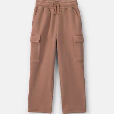 Boys Fleece Cargo Pants - Tan
