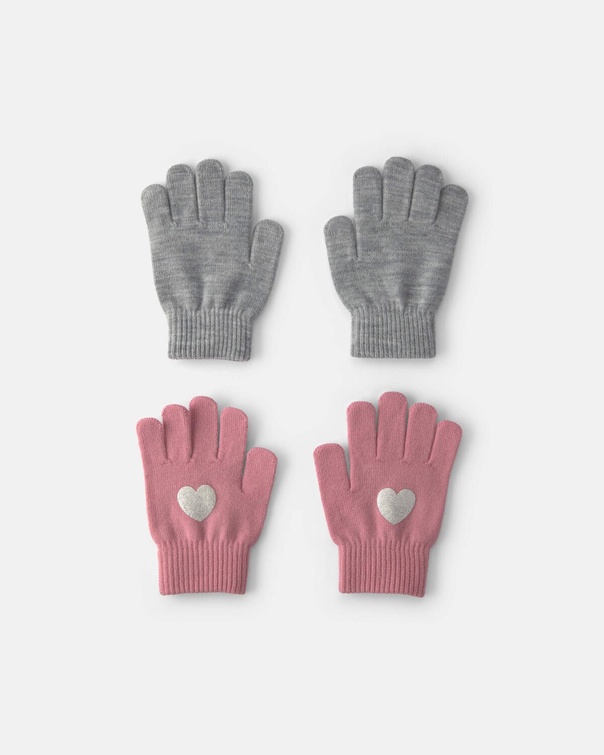 Girls 2-Pack Heart Winter Gloves - Pink/Grey