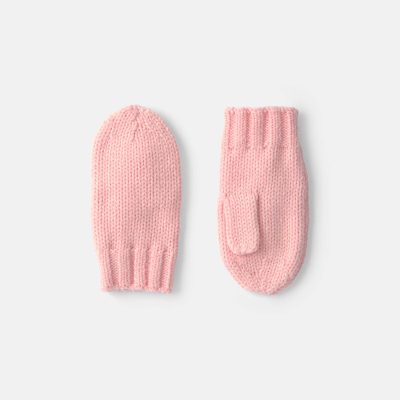 Girls Ribbed Mittens - Light Pink