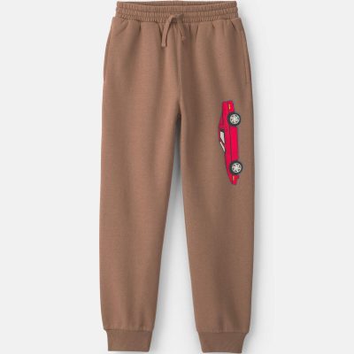 Boys Corvette Car Fleece Joggers - Brown