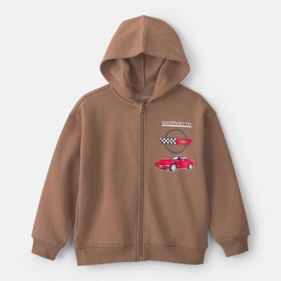 Boys 'Corvette' Zip-Up Hoodie - Brown