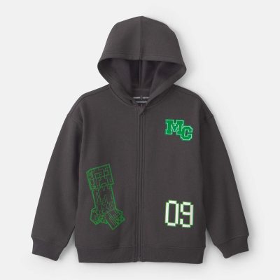 Boys Minecraft® Zip-Up Hoodie - Black/Green