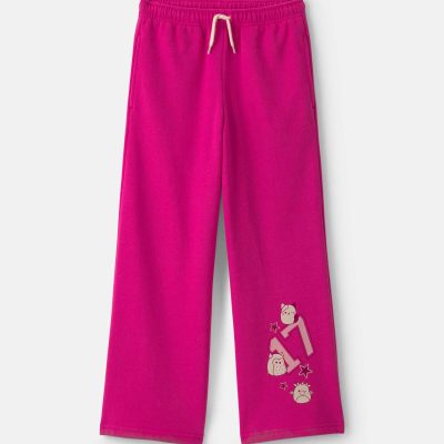 Girls Squishmallow Fleece Wide-Leg Pants - Pink