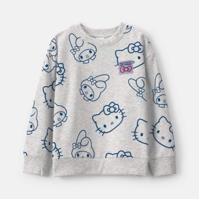 Girls Hello Kitty® Fleece Pullover Sweatshirt - Grey