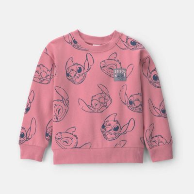 Girls Disney© Stitch Fleece Pullover Sweatshirt - Pink