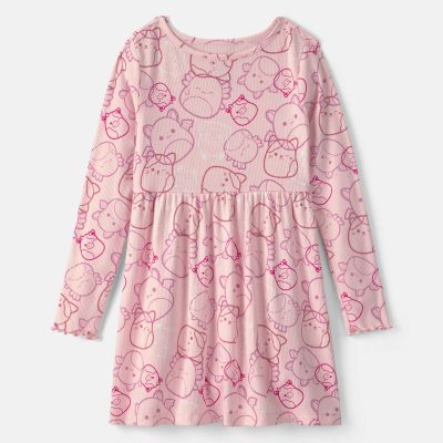 Girls Squishmallow Long-Sleeve Dress - Pink