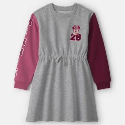 Girls Disney© Minnie Color Block Long-Sleeve Dress - Grey