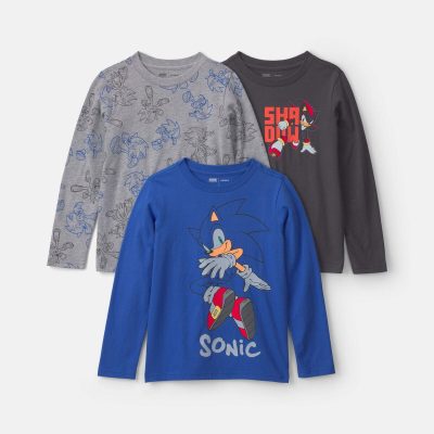 Boys 3-Pack Sonic The Hedgehog™ Long-Sleeve Multipack Tops