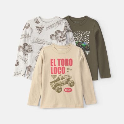 Boys 3-Pack Monster Jam Long-Sleeve Multipack Tops