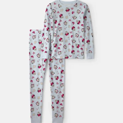 Kids 2-Piece Disney Mickey Mouse Christmas 100% Cotton Snug Fit Pajama Set - Blue