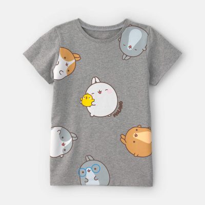 Girls Molang Graphic Tee - Grey