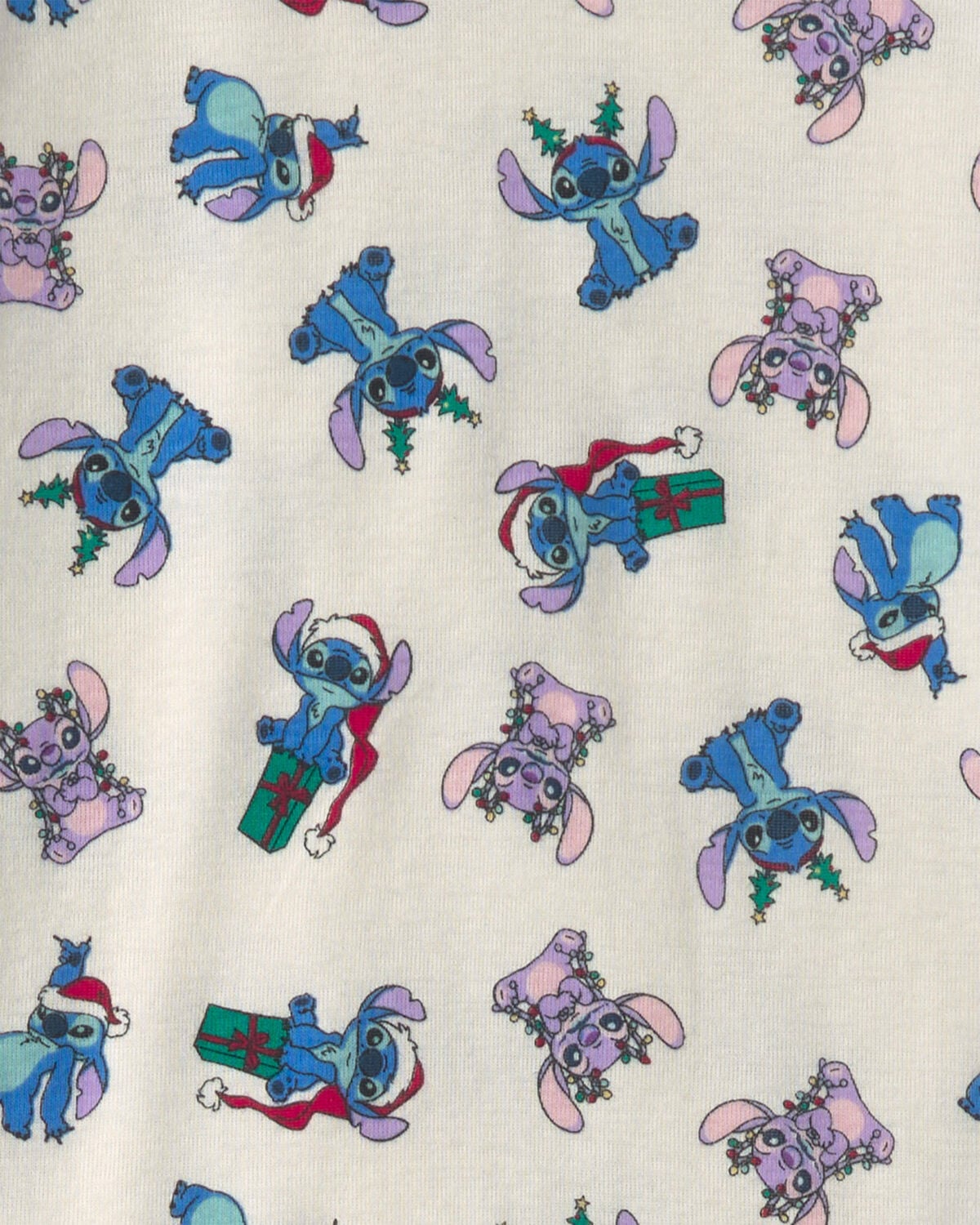 Kids 2-Piece Stitch Christmas 100% Cotton Snug Fit Pajama Set - Ivory - Image 2