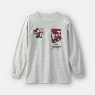 Boys Disney© Mickey Mouse Racing Long-Sleeve Graphic Tee - Grey