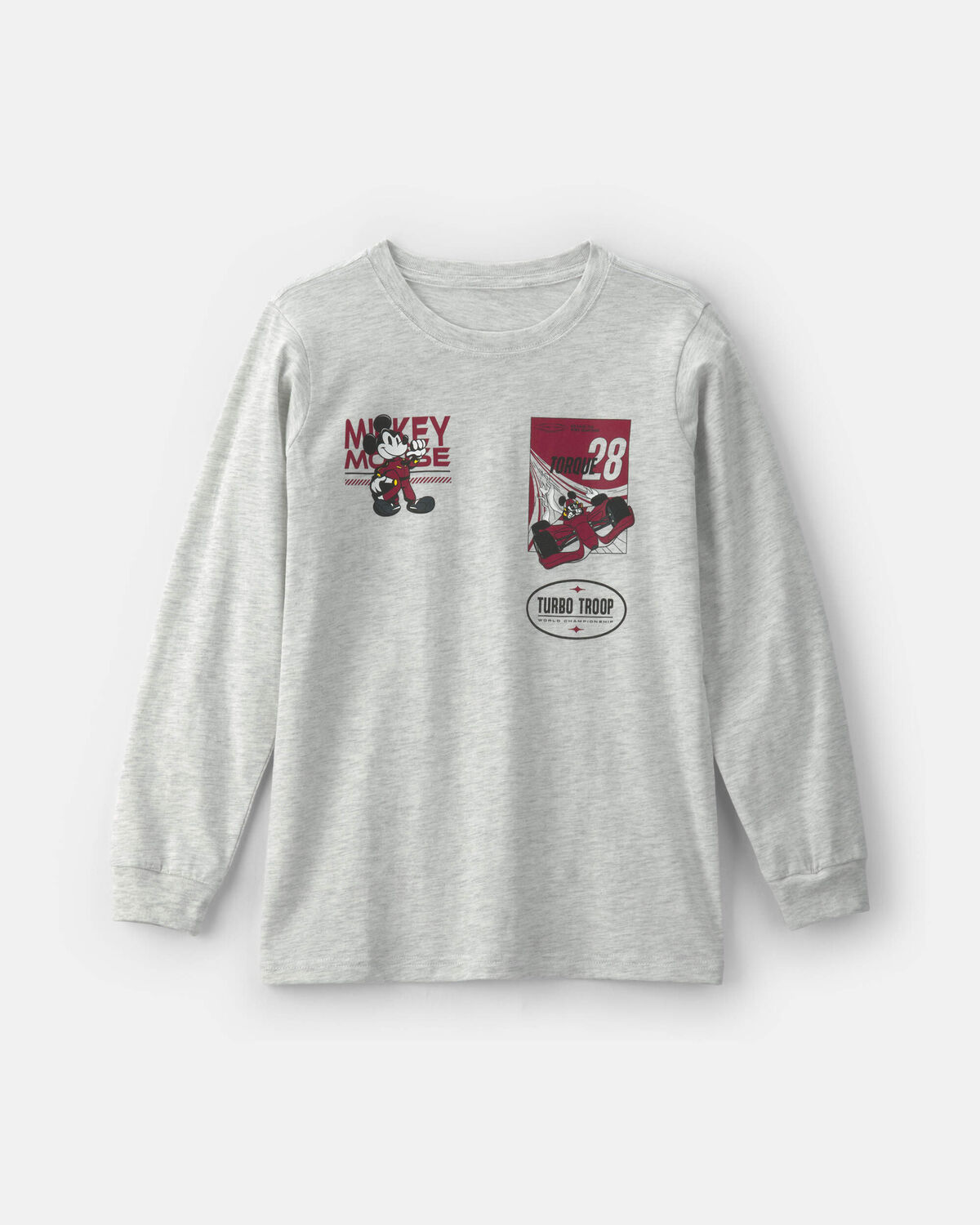 Boys Disney© Mickey Mouse Racing Long-Sleeve Graphic Tee - Grey