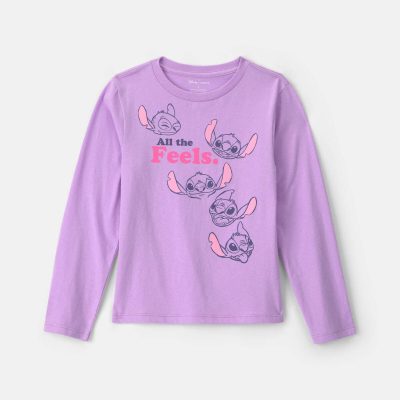 Girls ©Disney Stitch Long-Sleeve Graphic Tee - Purple