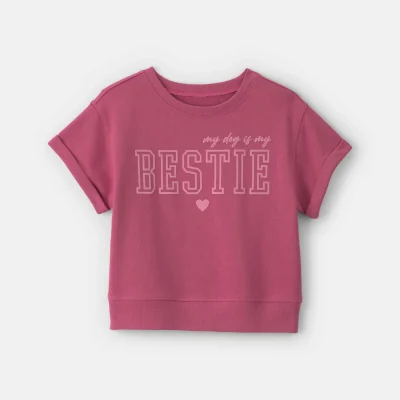 Girls 'Bestie' French Terry Top - Pink
