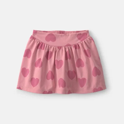 Girls Heart Cotton Skort - Pink