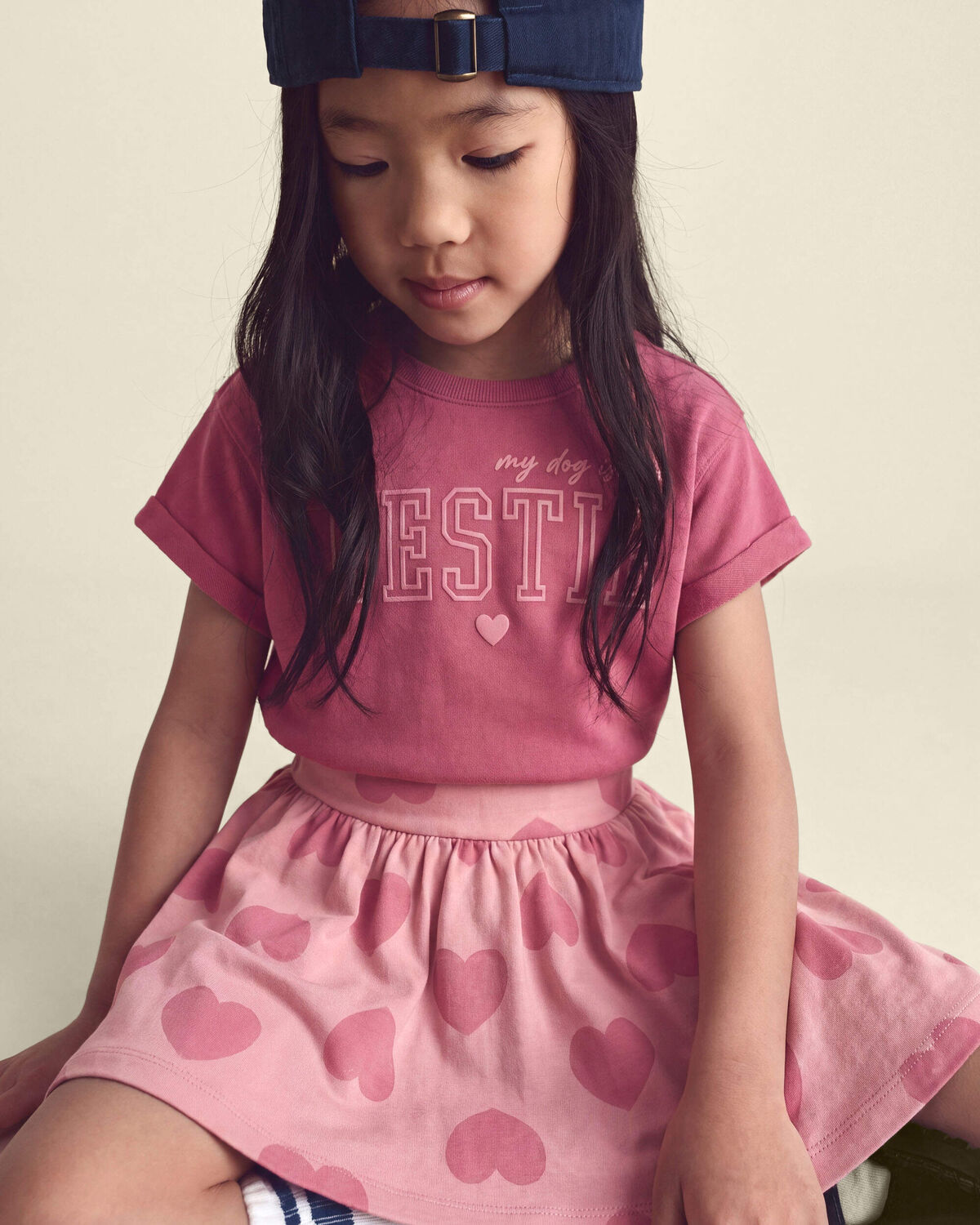 Girls Heart Cotton Skort - Pink - Image 4