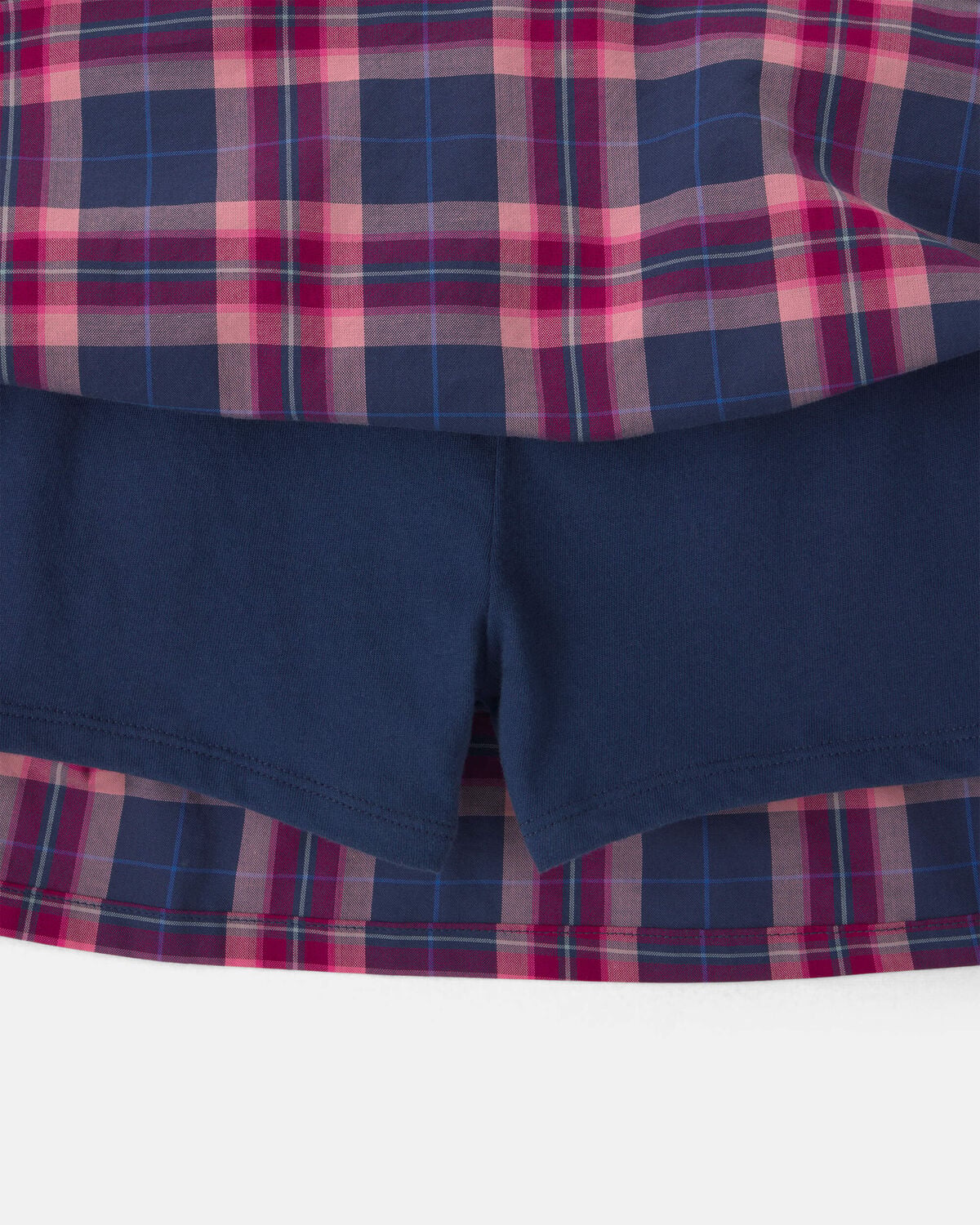 Girls Plaid Cotton Skort - Navy Blue/Pink - Image 4