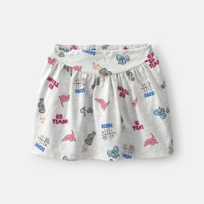 Girls 'Go Team' Cotton Skort - Grey