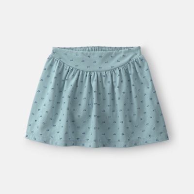 Girls Bow Cotton Skort - Blue