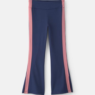 Girls Pull-On Stretch Active Flare Leggings - Navy Blue/Pink