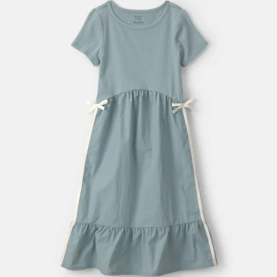 Girls Bow Midi Dress - Blue