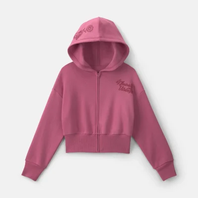 Girls 'Thriving' Fleece Zip-Up Hoodie - Pink