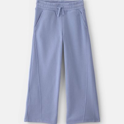 Girls Fleece Wide-Leg Active Pants - Blue