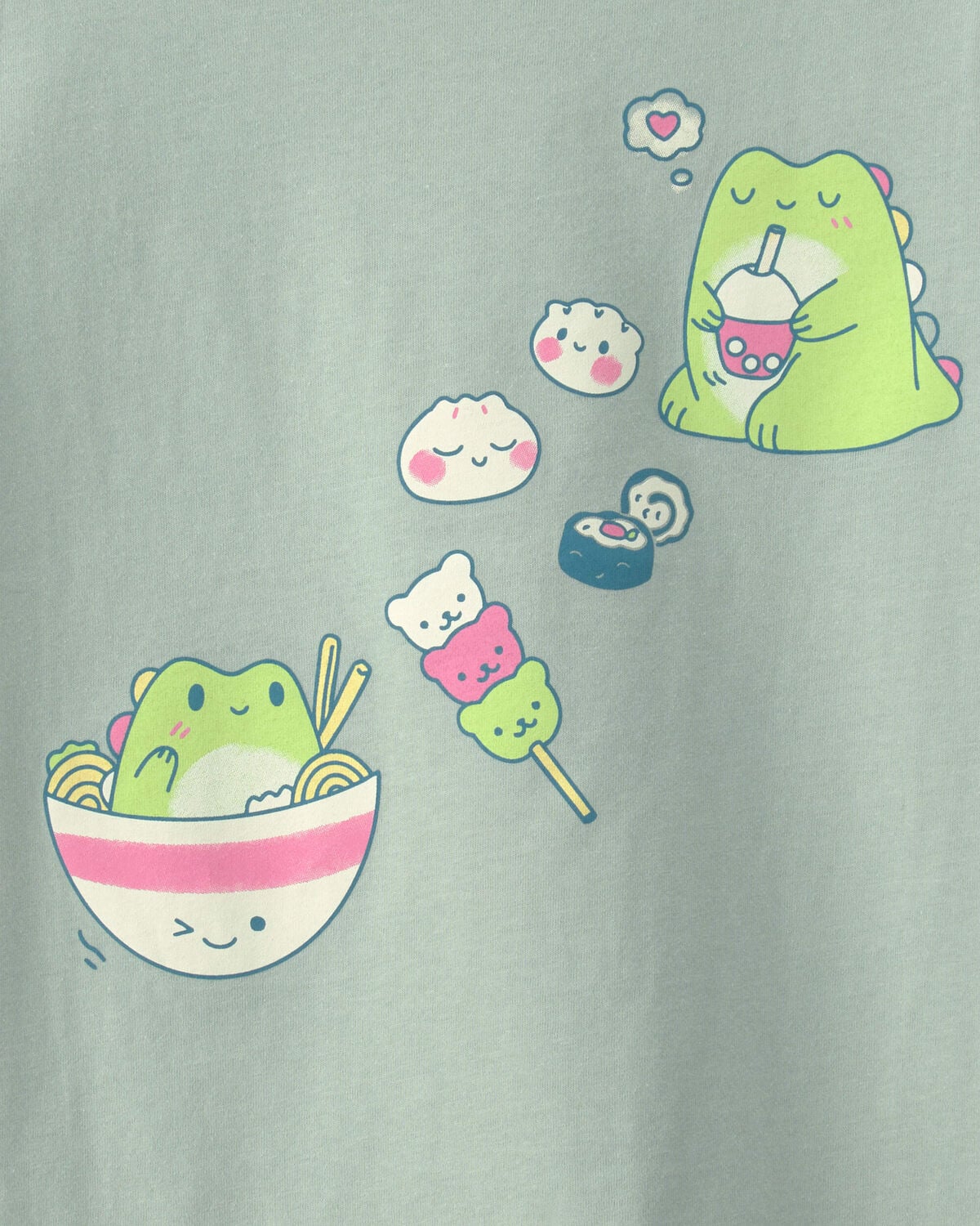 Girls Kawaii Dinosaur Graphic Tee - Green - Image 2