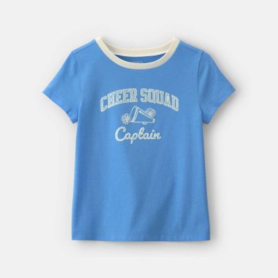 Girls 'Cheer Squad Captain' Graphic Tee - Blue